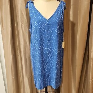 A.N.A Blue Polka Dot Sleeveless Dress